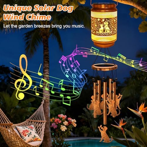 2 Pack Dog Solar Wind Chimes for Outside, Gifts for Mom Women Grandma Birthday Memorial Teacher, 32" Windchimes Outdoor Decor Hanging Solar Lantern for Garden Porch Patio Backyard - Image 4