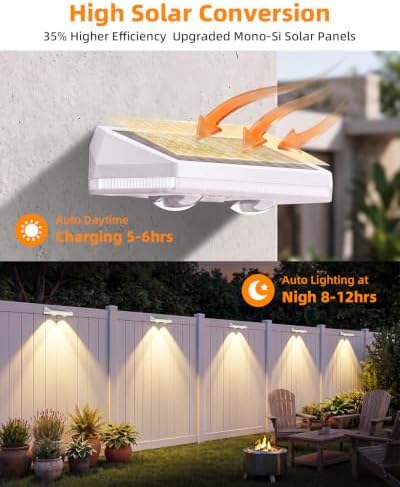 8 Pack Solar Fence Lights Outdoor ,3CCT & RGB 13 Color Mode Fence Lights Solar Powered with Ultra-Bright Lens IP65 Waterproof,Solar Wall Light for Backyard/Step/Patio/Deck/Stair/Railings(White) - Image 4