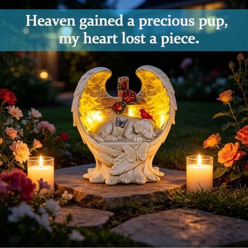 Solar Dog Memorial Stone with Wings Cross Cardinal Passing Away Gift - Image 2