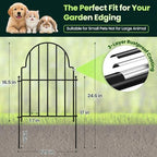 Decorative Garden Fence Panels 19 Pack - 16in (H) x 20ft Metal Animal Barrier Fencing, No-Dig Black Wire Border for Flower Beds, Patio, Yard, Landscaping - Image 2