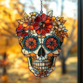 Floral Sugar Skull Acrylic Suncatcher by AVAGAN