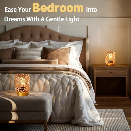 Battery Operated Lamp with Timer, Small Cordless Table Lamp, 2-Pack Yellow - Image 3