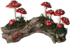 Pacific Giftware Toadstool Mushrooms on Stump Resin Mushroom Sculpture Art Great for Mushroom House Garden Disaply or Outdoor Garden Decor 9.84" Long by PacificGiftware