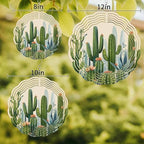 Wind Spinners for Yard Garden, Summer Cactus Tropical Plants 3D Stainless Steel Round Hanging Spinners Indoor Outdoor Kinetic Yard Art,12 Inch, Flower Green Plant - Image 2
