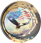 3D Wind Spinner 12" (30cm) Large Stainless Steel, Mirror Reflective Bald Eagle USA Flag, Smooth Spinning Kinetic Metal Garden Decor for Outdoor Indoor Patio Balcony Yard - Image 3