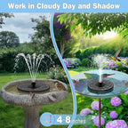 Yzert Solar Fountain with 2000mah Battery, 3-Level Adjustable Water Height, Rotating Rods, Works in Shadow, 7 Nozzles, 2026 3.5W Glass Outdoor Fountain Pump for Bird Bath, Garden, Pond, Flower Pot - Image 4