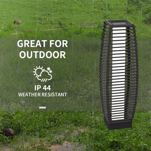 Chliste Outdoor Floor Lamp Solar Powered Lantern Waterproof Wicker Deck Lights for Garden Porch Decor Patio Driveway Deck - Image 6