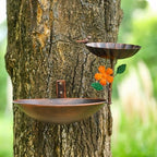 Tree Mounted Bird Bath, Wall Mount Bird Baths for Outdoors, Metal Birdbath and Feeder Combo, Antique Birdbaths Installed on Wooden Fences Trees Deck Outdoor Walls - Image 7