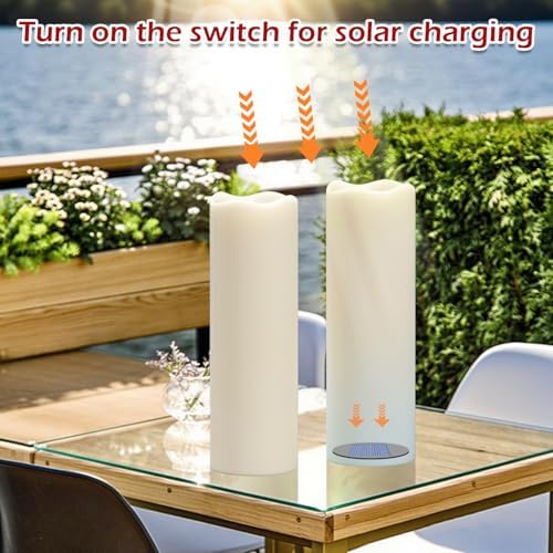 GenSwin Solar Candles Outdoor Waterproof Lantern Ivory White 4 x 14 in - Image 3