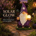 Solar Wizard Garden Gnome Statue with Crystal Ball Light for Yard Decor - Image 3