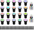 ZUCKEO Low Voltage Landscape Lighting RGB Well Lights Landscape LED In Ground Light, Outdoor Color Changing Landscape Lights, 12-24V Accent Spotlight for Yard Garden Pathway (20Pack with Connectors) by ZUCKEO
