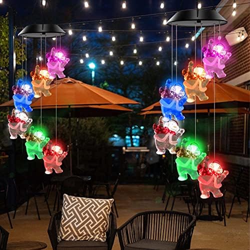 Solar Snowman Star Wind Chimes Outdoor,LED Color Changing Solar Lights Outdoor Decor Mobile Wind Spinner Wind Chimes for Home Party Night Garden Decoration - Image 2