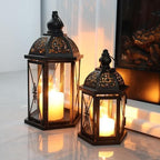 Large Lantern Decorative Outdoor & Indoor, Set of 2 (15’’&10’’) Metal Candle Lanterns Decor, Vintage Hanging Candle Holder for Front Porch Patio Wedding Farmhouse Home, Spring Decoration - Image 6