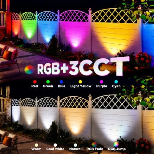 BlcTec Solar Spot Lights Outdoor, Upgraded Convex Lens Brighter Landscape Uplights IP68 Waterproof, 10 Colors+2 RGB Modes Spotlights for Garden Yard Path Halloween Christmas Decorations, 6 Packs - Image 5