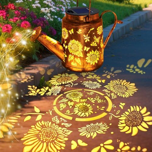 Solar Lights Outdoor Waterproof, 2 Pack Sunflower Watering Can with Lights - Image 5