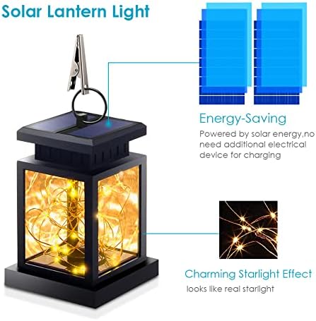 Solar Lanterns, Outdoor Waterproof Hanging Solar Lights, Outdoor Lanterns Solar Powered Outdoor Lamp 30 LEDs, for Patio Decor, Yard Decor, Garden Decorations (2 Pack) - Image 4