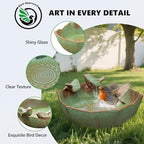 Ceramic Bird Bath for Outdoors, 10.1" Ground Ceramic Bird Baths Bowl for Outside, Garden Bird Baths Weather Resistant, Birdbath for Deck, Balcony, Lawn - Image 4
