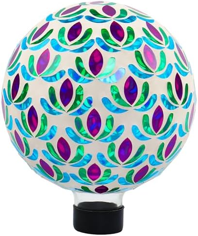 VOREEN 8” Mosaic Glass Gazing Ball — Purple Teal & Green Garden Sphere, Weather-Resistant Outdoor Yard & Patio Decoration, Fade-Free, Four-Season Use by VOREEN