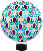 VOREEN 8” Mosaic Glass Gazing Ball — Purple Teal & Green Garden Sphere, Weather-Resistant Outdoor Yard & Patio Decoration, Fade-Free, Four-Season Use by VOREEN