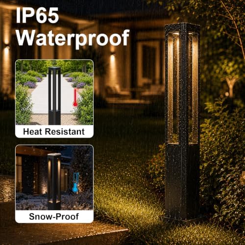 Landscape Pathway Lights Modern Black Path Light Cone LED Bollard Lighting Fixture Outdoor Sideway Lighting With Aluminum Housing Walkway Lamps Waterproof 3000k Lawn Light For Garden Yard House Park - Image 3