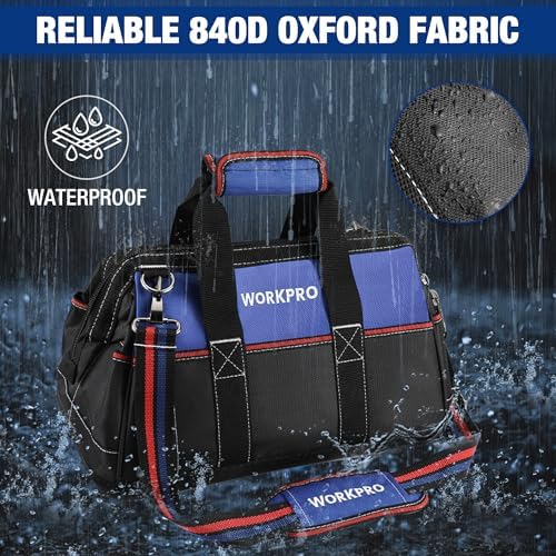 WORKPRO 16-inch Wide Mouth Tool Bag with Water-Proof Molded Base - Image 6