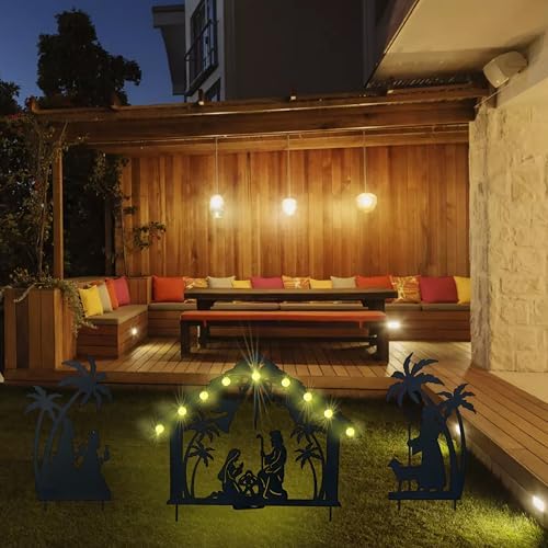 WAIU Solar Lighted Nativity Scene Garden Decor, Outdoor Christmas Yard Lawn Holiday Party Ornament - Image 3