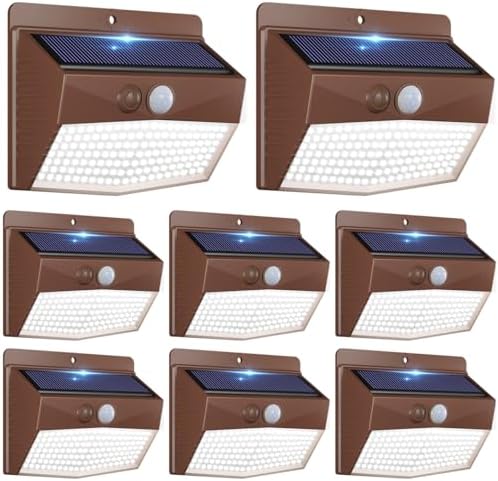 Peasur 8 Pack Solar Motion Sensor Lights Outdoor Waterproof with 3 Modes by Peasur
