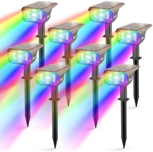 LEREKAM Solar Spotlights Outdoor, 40 LED s Color Changing RGB Waterproof Landscape Lights with 9 Light Modes, Colored Solar Spot Lights Auto On/Off, for Pathway Garden Pool Patio Yard by LEREKAM