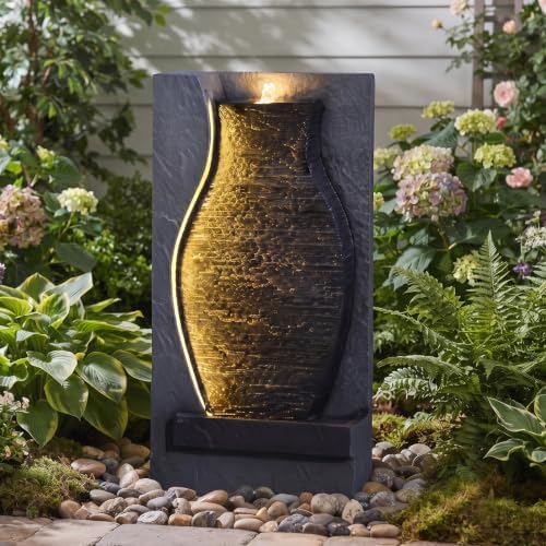 28H Modern Indoor/Outdoor Water Fountain with Soothing LED Light - Image 2