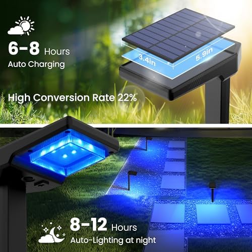 AUDERWIN Solar Pathway Lights Outdoor, Smart Color Changing 9-in-1 Modes - Image 4