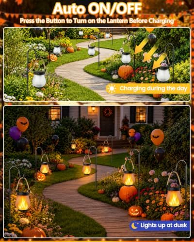 2 Pack Solar Lanterns Outdoor Waterproof, Solar Flame Lanterns with 2 Modes - Image 6
