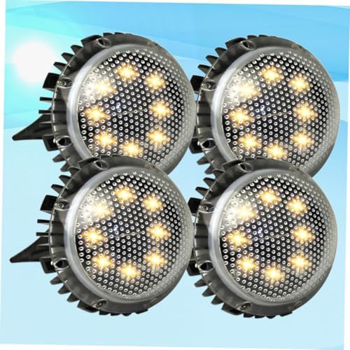 Homoyoyo 4pcs LED Solar Garden Ground Lights Outdoor Disc Solar-Powered Lawn Lamps Warm White Landscape Lighting for Patio Walkway Yard Decor - Image 5