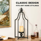 Glitzhome Modern Farmhouse Lantern Decor- Metal Candle Lanterns for Christmas- Decorative Lanterns for Home, Patio, Pathway, Garden, Yard Decor,Black Large Set of 2, GH20349 - Image 7