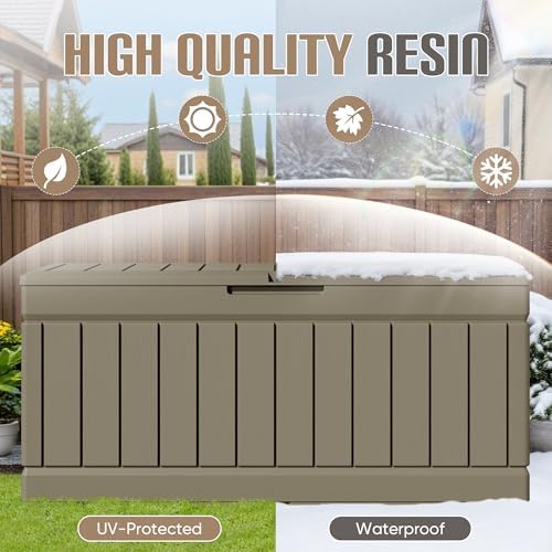 JUMMICO 78 Gallon Deck Box Waterproof Resin Outdoor Storage Box - Image 6