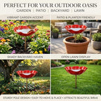 Metal Flower Garden Stakes Bird Bath, Handmade Floral Metal Garden Stakes Decorative, Serving as a Mini Bird Bath & Butterfly Bee Watering Station for Outdoor Lawn & Yard Decor (5pcs Random Color) - Image 6