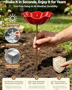 Handmade Metal Flower Garden Stakes Bird Bath, Bee Watering Station Butterfly Feeder with Colorful Flower Design Pollinator Hummingbird Water Bowl Puddler with Stand for Outdoor Yard Decor(Set 5) - Image 4