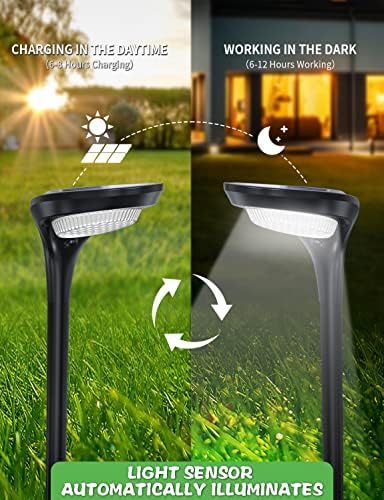 Solar Pathway Lights,【2 Pack】 Solar Garden Lights Outdoor Waterproof Solar Powered Path Light Auto On/Off for Landscape Path Yard Patio Walkway Driveway Pool Holiday (Cool White & Warm White) - Image 5
