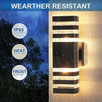 2PK Dusk to Dawn Sensor Outdoor Wall Lights Up Down Porch Lights Modern Exterior Light Fixtures Photocell Waterproof Black Aluminum Housing for Front Porch, Patio, Garage (Use Two E26 Bulbs) - Image 6