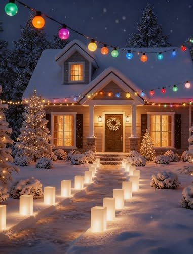 10 LED Luminaria Pathway Lights, Connectable & Weatherproof Outdoor/Indoor Walkway Light Set with Stakes & Zip Ties, Plug-in for Yard, Patio, Party, and Christmas Holiday Decorations (Warm White) - Image 5