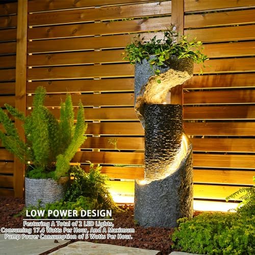 Bumilgar Water Fountain Outdoor 35.4" H Modern Outdoor Fountains and Waterfalls Flooring Standing Indoor Fountain with LED Lights and Pump for Garden, Patio, Deck, Backyard, Porch and Home Art Decor - Image 2