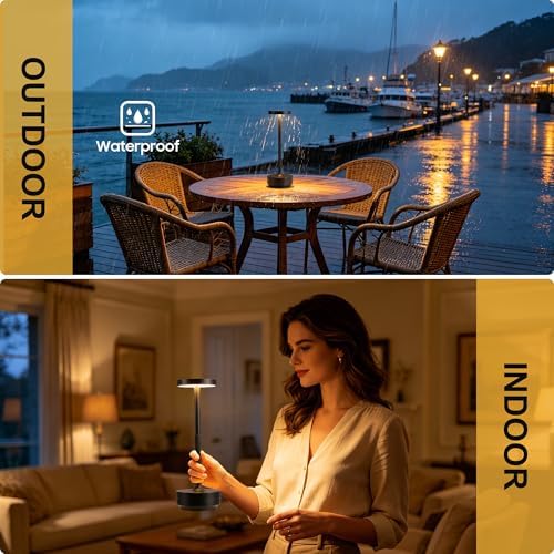 Cordless Table Lamp Rechargeable, 72h Battery Powered Table Light, Black - Image 3