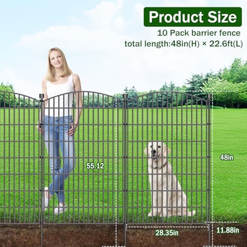 10 Panel No Dig Decorative Garden Fence 48" H x 22.6'L Outdoor Dog Barrier - Image 2