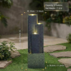 39''H Modern Cascading Outdoor Water Fountain with LED Lights - Image 5