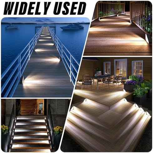 ROSHWEY Solar Stair Lights Outdoor Waterproof, 12 Pack Solar Powered Step Lights for Outside, Triangle Deck Step Light, Outdoor Decor Lighting for Front Porch, Backyard, Patio, Cool White - Image 2