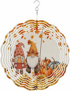 Fall Wind Spinner Pumpkin Gnome Stainless Steel Spinner for Yard and Garden Wind Sculptures 12 Inch 3D Crafts Ornaments Hanging Wind Spinner for Outdoor & Indoor Decorations - Image 7
