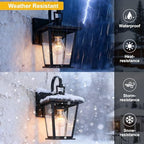 Kalium Outdoor Wall Lantern 2 Pack, Waterproof Exterior Wall Mount Light with Clear Glass in Black Finish, Porch Outside Lighting for Entryway, Backyard, Patio, E26 Base, Clear Glass 12.5 in - Image 3