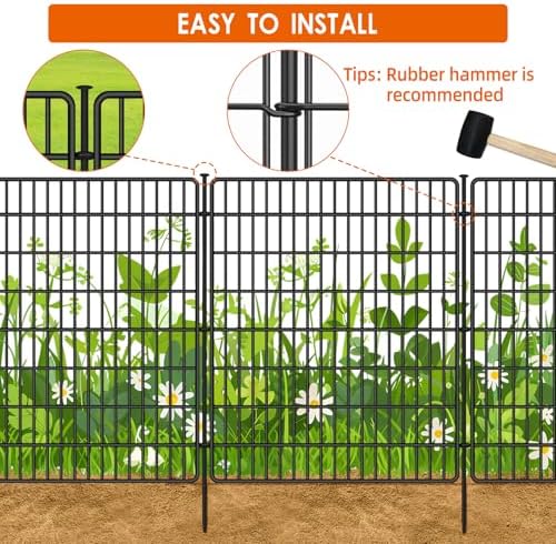 10 Panels No Dig Fence, 32 in(H) X 24 ft(L) Garden Decorative Fence Animal Barrier for Dogs, Rustproof Metal Garden Edging Border for Outdoor, Yard, Patio, Black - Image 5