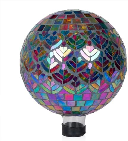 Alpine Corporation - Outdoor Glass Mosaic Peacock Gazing Globe - Iridescent Garden Decor, 10" Diameter, Multicolor by Unknown