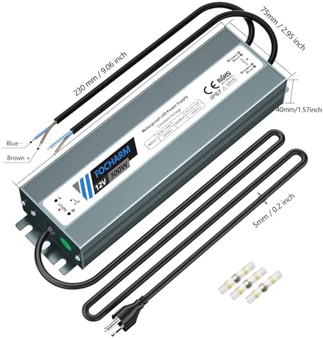 LED-Driver Waterproof 12V 300W: AC90-130V to 12V DC IP67 25A - Image 3