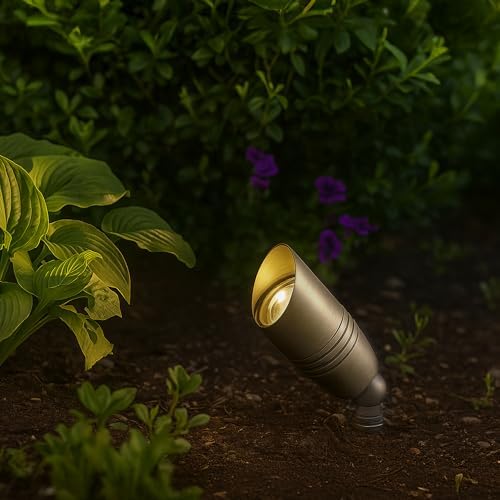 Amped Landscape Lighting 12V Accent Spot Light with MR16 Socket and Long Cowl in Aged Brass Solid Copper Enhanced Protection for Coastal Environments - Image 5
